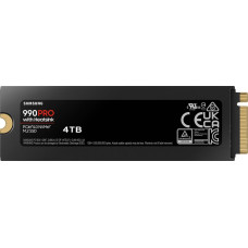 Samsung SSD|SAMSUNG|990 PRO with Heatsink|4TB|M.2|PCIe Gen4|NVMe|TLC|Write speed 6900 MBytes/sec|Read speed 7450 MBytes/sec|TBW 2400 TB|MTBF 1500000 hours|MZ-V9P4T0CW