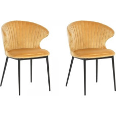 Beliani Zestaw 2 krzeseł do jadalni welurowy żółty AUGUSTA!