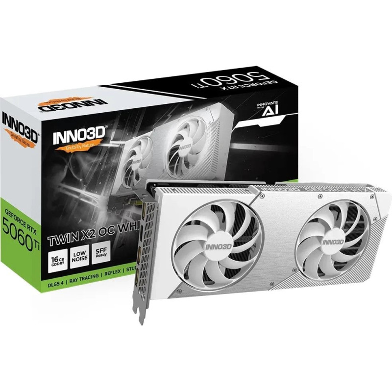Inno3D Karta graficzna Inno3D GeForce RTX 5060 Ti Twin X2 OC White 16GB GDDR7 DLSS4 (N506T2-16D7X-191073W)