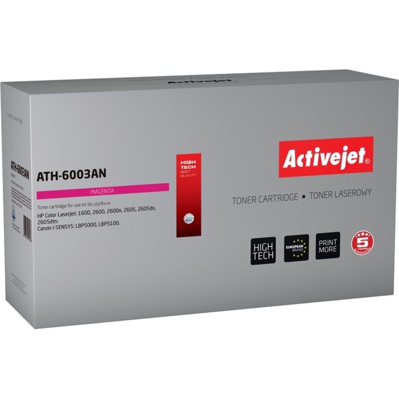 Activejet ATH-6003AN Toner (replacement for HP 124A Q6003A, Canon CRG-707M; Premium; 2000 pages; Magenta)