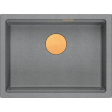 Graniteq Zlewozmywak GraniteQ LOGAN 100 GraniteQ zlewozmywak silver stone 59,5x45,1x21,5 cm 1-komorowy podwieszany z syfonem manualnym miedziany