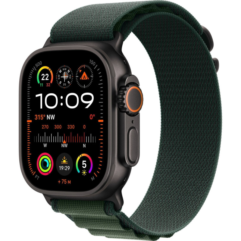Apple Smartwatch Apple Watch Ultra 2 GPS + Cellular 49mm Black Titanium Case Alpine Loop Large Zielony  (MX4T3NF/A)