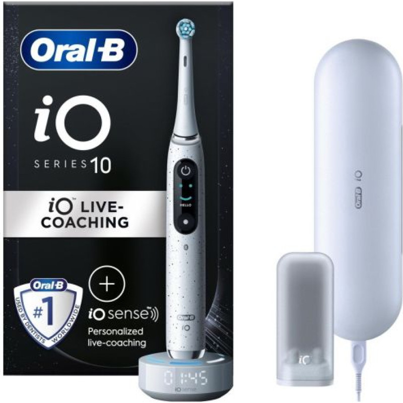 Oral-B Electric Toothbrush iO Series 10 with iO Sense Charger and Travel Case White EU