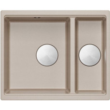 Graniteq LOGAN 150 GraniteQ zlewozmywak pearl beige 56x46x22 cm 1,5-komorowy b/o wpuszczany + syfon manualny stal szczotkowana save space