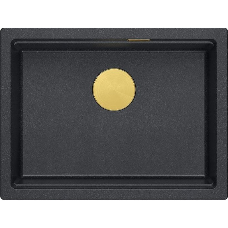 Graniteq Zlewozmywak GraniteQ LOGAN 100 zlewozmywak black diamond 59,5x45,1x21,5 cm 1-komorowy wpuszczany z syfonem manualnym złoty