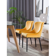 Beliani Zestaw 2 krzeseł do jadalni welurowy żółty SOLANO