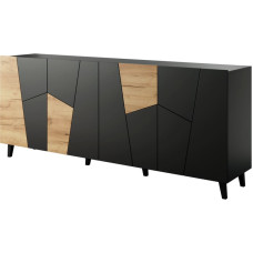 Cama Meble ETNA chest of drawers 200x42x82 black matt + oak craft