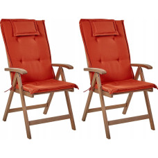 Beliani Krzesło ogrodowe Zestaw 2 Drewno Czerwony AMANTEA