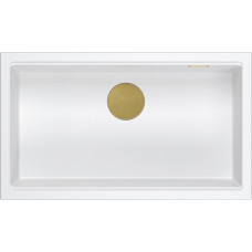 Graniteq Zlewozmywak GraniteQ LOGAN 110 GraniteQ zlewozmywak snow white 76x44x23,5 cm 1-komorowy podwieszany z syfonem manualnym złoty