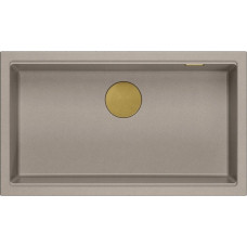 Graniteq Zlewozmywak GraniteQ LOGAN 110 GraniteQ zlewozmywak soft taupe 76x44x23,5 cm 1-komorowy podwieszany z syfonem manualnym złoty