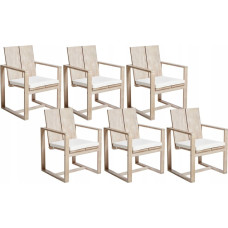 Beliani Zestaw 6 krzeseł ogrodowych z poduszkami AZZANELLO Drewno akacjowe Złamana biel