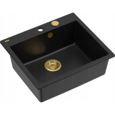 Graniteq Zlewozmywak GraniteQ MORGAN 110 GraniteQ zlewozmywak pure carbon z syfonem Push To Open kol. złoty 1-komorowy b/o + zaczepy 4 szt