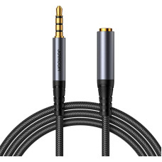 Joyroom SY-A09 AUX extension cable 3.5mm mini jack female to 3.5mm mini jack male, braided, 1.2m (black)