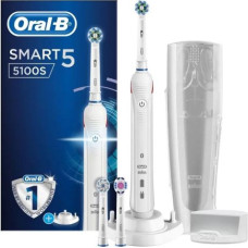 Oral-B Electric Toothbrush Smart 5 5100S with 3 Replacement Heads, Case, Smartphone Holder, White EU