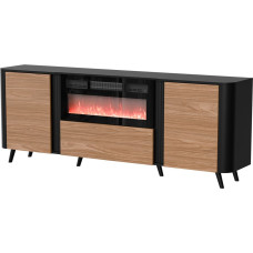 Cama Meble Cama Volare chest of drawers 200 x 39 x 75 cm black/walnut + fireplace