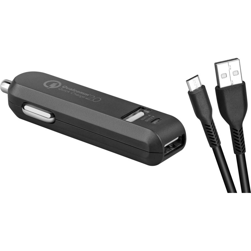 Avacom CARMAX 2 CAR CHARGER 2X QUALCOMM QUICK CHARGE 2.0, BLACK (USB-C KABEL)