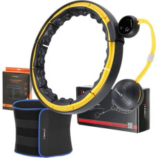 HMS Komplekts SET HULA HOOP MAGNETIC BLACK/YELLOW HHM21 WITH WEIGHT + COUNTER HMS + SLIMMING BELT BR1313