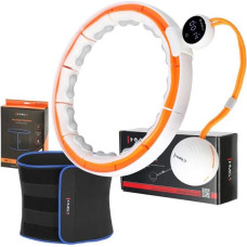 HMS Komplekts SET HULA HOOP MAGNETIC WHITE/ORANGE HHM21 WITH WEIGHT + COUNTER HMS + SLIMMING BELT BR1313