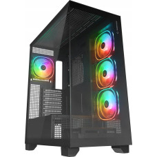 Rampage Obudowa Rampage Rampage Hydra V1 Obudowa PC 4x wentylator USB C/USB A ARGB + hub E-ATX, czarna