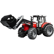 Bruder Traktor Massey Ferguson 7480 z ładowaczem czołowym, przyczepą do drzewa (02046)