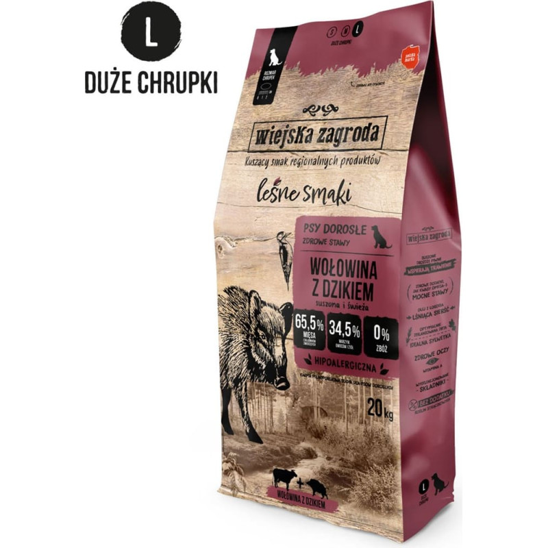 Wiejska Zagroda Beef with Wild Boar L – dry dog food – 20kg