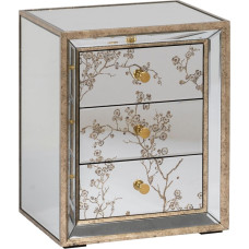 Bigbuy Home Nightstand CHLOE Golden Mirror Crystal MDF Wood 49 x 40 x 60 cm