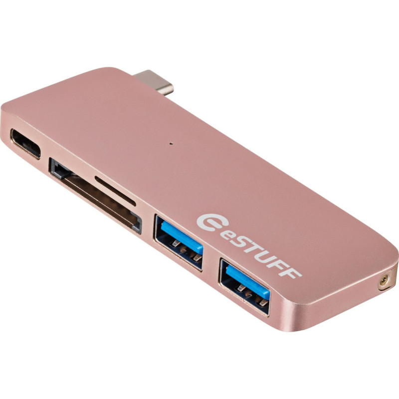 Estuff HUB USB eStuff 1x SD 1x microSD  + 3x USB-A  (ES84121-ROSE)