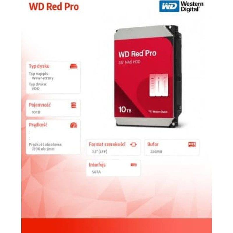 Western Digital HDD SATA 10TB 6GB/S 256MB/RED PRO WD103KFBX WDC