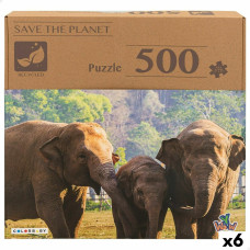 Colorbaby Puzzle Colorbaby Elephant 500 Pieces 6 Units 61 x 46 x 0,1 cm