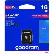 Goodram Goodram Microcard 16 GB micro SD HC UHS-I class 10 memory card, SD adapter (M1AA-0160R12)