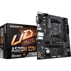 Gigabyte A520M S2H Motherboard - Supports AMD Ryzen 5000 Series AM4 CPUs, 4+3 Phases Pure Digital VRM, up to 5100MHz DDR4 (OC), PCIe 3.0 x4 M.2, GbE LAN, USB 3.2 Gen 1