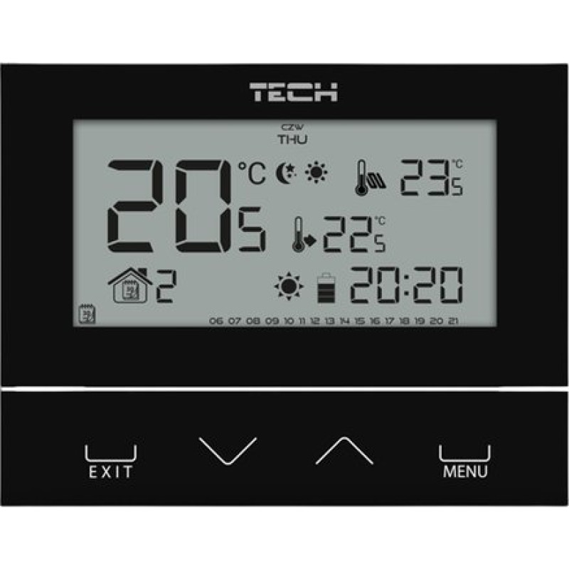 Tech Sterownik ST-292V2 pokojowy bezprzewodowy dwustanowy (3 mm szkło) czarny ST292V2BK