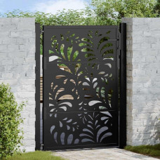 Vidaxl Brama ogrodowa czarna 105x130 cm stalowa wzór fali