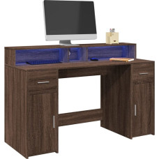 Vidaxl Biurko vidaXL vidaXL Biurko z podświetleniem LED, brązowy dąb, 140x55x91 cm