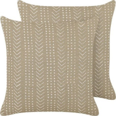 Beliani Lumarko 2 bawełniane poduszki dekoracyjne w geometryczny wzór 45 x 45 cm beżowoszare SENECIO!