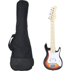 Vidaxl Gitara elektryczna z pokrowcem, brązowo-biała, 3/4, 30