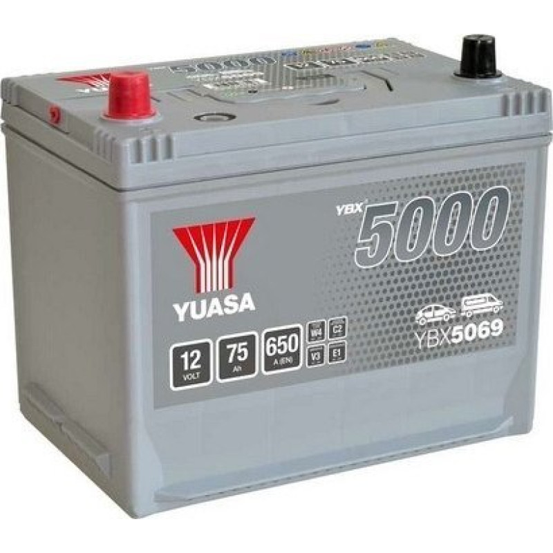 Maxgear Akumulator YUASA 12V 75Ah/650A YBX5000 Silver High Performance SMF (L+ standardowy) 269x174x223 B9 (rozruchowy)