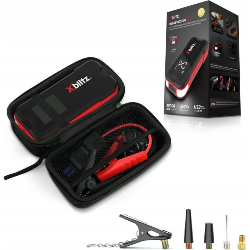 Xblitz EnergyBoost Pro 20000mAh Jump Starter, wielofunkcyjne urządzenie rozruchowe