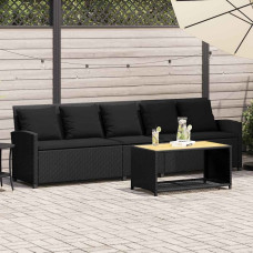 Vidaxl Sofa ogrodowa 5-osobowa z poduszkami Czarny polirattan Lumarko! Lumarko!