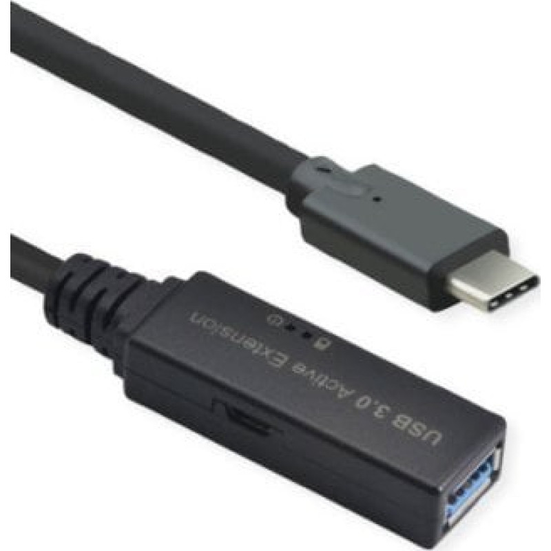 Roline Kabel USB Roline USB-C - USB-A 15 m Czarny