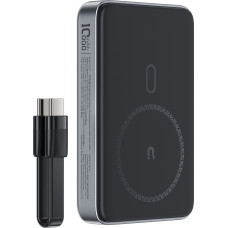Acefast Powerbank magnetyczny 10000mAh indukcyjny 2x USB-C PD 30W + kabel USB-C - czarny Powerbank magnetyczny 10000mAh indukcyjny 2x USB-C PD 30W + kabel USB-C - czarny