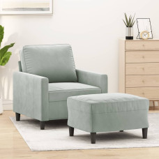 Vidaxl vidaXL Fotel z podnóżkiem, jasnoszary, 60 cm, obity aksamit