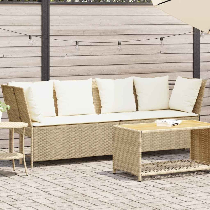 Vidaxl Sofa ogrodowa z poduszkami beżowy polirattan Lumarko! Lumarko!