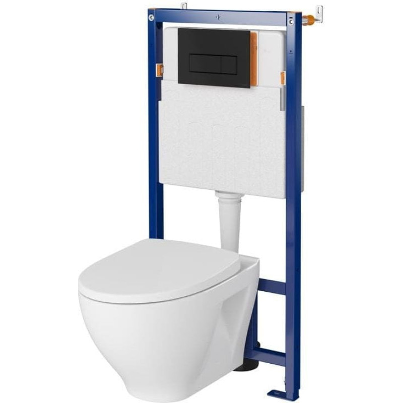 Cersanit Zestaw podtynkowy Cersanit SET B626 TECH LINE OPTI, miska zawieszana MODUO CleanOn, deska duroplastowa, przycisk OPTI A1 czarny mat (S701-650)