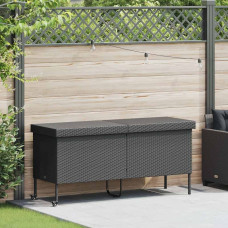 Vidaxl Skrzynia ogrodowa z kółkami, czarna, 160x55x75 cm, polirattan Lumarko!