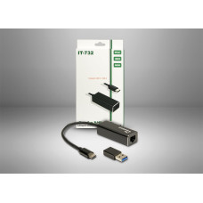 Inter-Tech Karta sieciowa Inter-Tech Inter-Tech LAN-Adapter Argus IT-732 USB-C Gigabit Ethernet