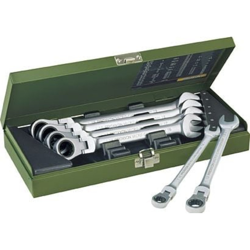 Proxxon Zestaw kluczy płasko-oczkowych z przegubem i grzechotką 8-19mm 7szt. (PR23068)