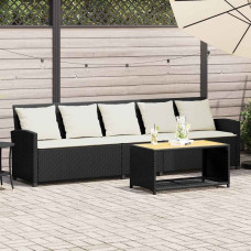 Vidaxl Sofa ogrodowa 5-osobowa z poduszkami Czarny polirattan Lumarko!