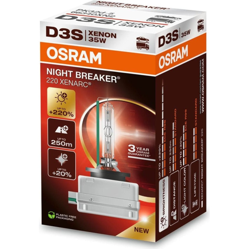 Osram Żarówka (Karton 1szt.) D3S 42V 35W PK32D-5 XENARC NIGHT BREAKER 220, biała 4500K