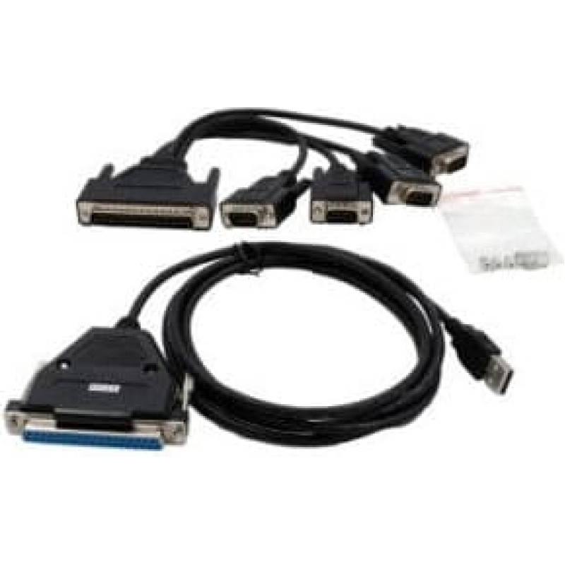 Exsys EX-1324-37P Interfejs szeregowy USB 2.0 do 4x, porty RS-232 z 37-stykowym złączem żeńskim, konwerter, FTDI, czarny, 1,8 m